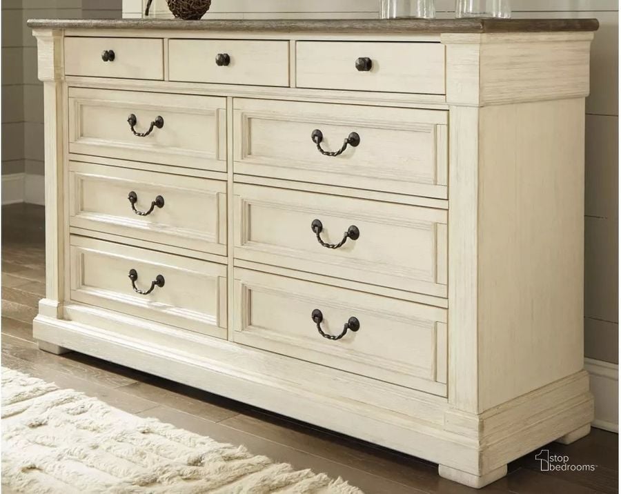 The appearance of Bolanburg Two Tone Dresser designed by Signature Design by Ashley in the transitional interior design. This two-tone piece of furniture  was selected by 1StopBedrooms from Bolanburg Collection to add a touch of cosiness and style into your home. Sku: B647-131. Material: Wood. Product Type: Dresser. Image1