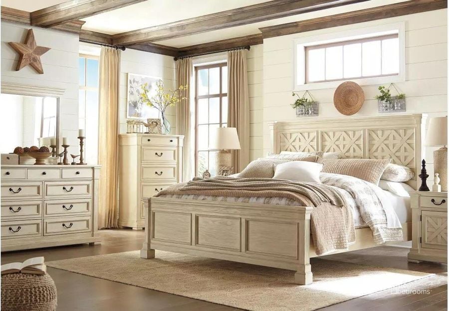 The appearance of Bolanburg White Panel Bedroom Set designed by Signature Design by Ashley in the transitional interior design. This antique white piece of furniture  was selected by 1StopBedrooms from Bolanburg Collection to add a touch of cosiness and style into your home. Sku: B647-54;B647-57;B647-96;B647-191. Bed Type: Panel Bed. Material: Wood. Product Type: Panel Bed. Bed Size: Queen. Image1