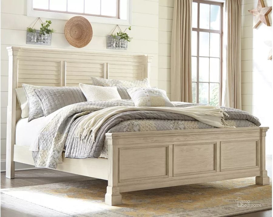 The appearance of Bolanburg White Queen Louvered Panel Bed designed by Signature Design by Ashley in the transitional interior design. This antique white piece of furniture  was selected by 1StopBedrooms from Bolanburg Collection to add a touch of cosiness and style into your home. Sku: B647-54;B647-77;B647-96. Bed Type: Panel Bed. Material: Wood. Product Type: Panel Bed. Bed Size: Queen. Image1