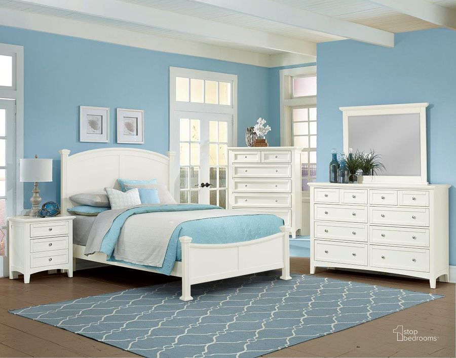 The appearance of Bonanza Poster Bedroom Set In White designed by Vaughan Bassett in the transitional interior design. This white piece of furniture  was selected by 1StopBedrooms from Bonanza Collection to add a touch of cosiness and style into your home. Sku: BB29-557;BB29-755;BB29-922;BB29-226. Bed Type: Poster Bed. Material: Wood. Product Type: Poster Bed. Bed Size: Queen. Image1