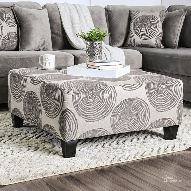 The appearance of Bonaventura Ottoman (Gray) designed by Furniture of America in the transitional interior design. This gray piece of furniture  was selected by 1StopBedrooms from Bonaventura Collection to add a touch of cosiness and style into your home. Sku: SM5142GY-OT. Material: Fabric. Product Type: Ottoman. Image1