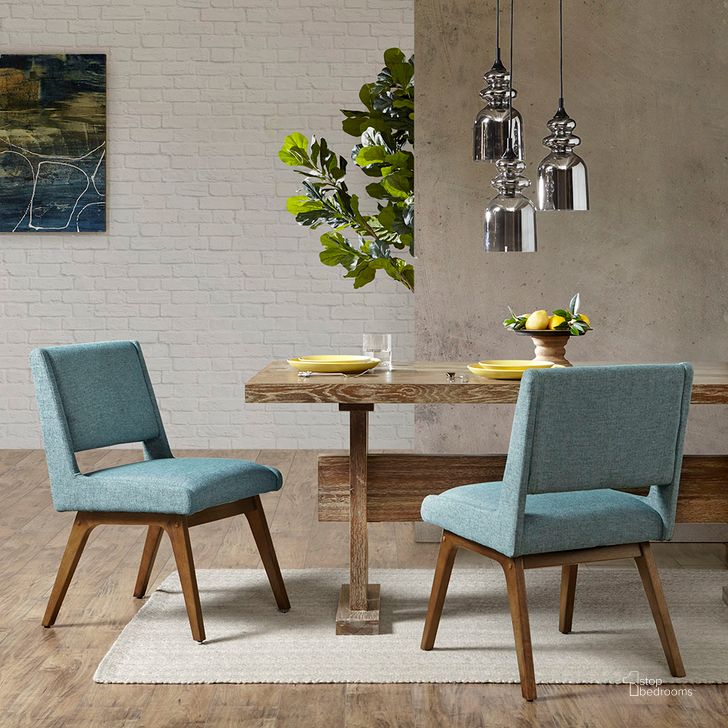 The appearance of Boomerag Dining Chair Set Of 2 In Blue designed by Olliix in the transitional interior design. This blue piece of furniture  was selected by 1StopBedrooms from Boomerang Collection to add a touch of cosiness and style into your home. Sku: IIF20-0040. Material: Wood. Product Type: Dining Chair. Image1