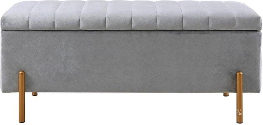 The appearance of Boyden Storage Bench In Gray designed by Olliix in the transitional interior design. This gray piece of furniture  was selected by 1StopBedrooms from Boyden Collection to add a touch of cosiness and style into your home. Sku: MP105-1140. Material: Metal. Product Type: Storage Bench. Image1