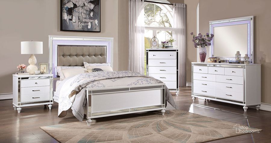 The appearance of Brachium California King Bed In White designed by Furniture of America in the modern / contemporary interior design. This white piece of furniture  was selected by 1StopBedrooms from Brachium Collection to add a touch of cosiness and style into your home. Sku: CM7977WH-CK-HB;CM7977WH-CK-FB;CM7977WH-CK-R. Bed Type: Panel Bed. Material: Wood. Product Type: Panel Bed. Bed Size: California King. Image1