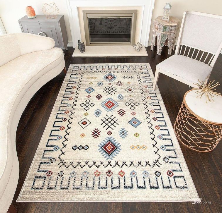 The appearance of Bradford KH60A Gabbeh Cream Tribal Moroccan cream 5' x 7' Area Rug designed by Rugs America in the moroccan interior design. This cream piece of furniture  was selected by 1StopBedrooms from Bradford Collection to add a touch of cosiness and style into your home. Sku: RA27353. Material: Polypropylene. Product Type: Area Rugs. Image1