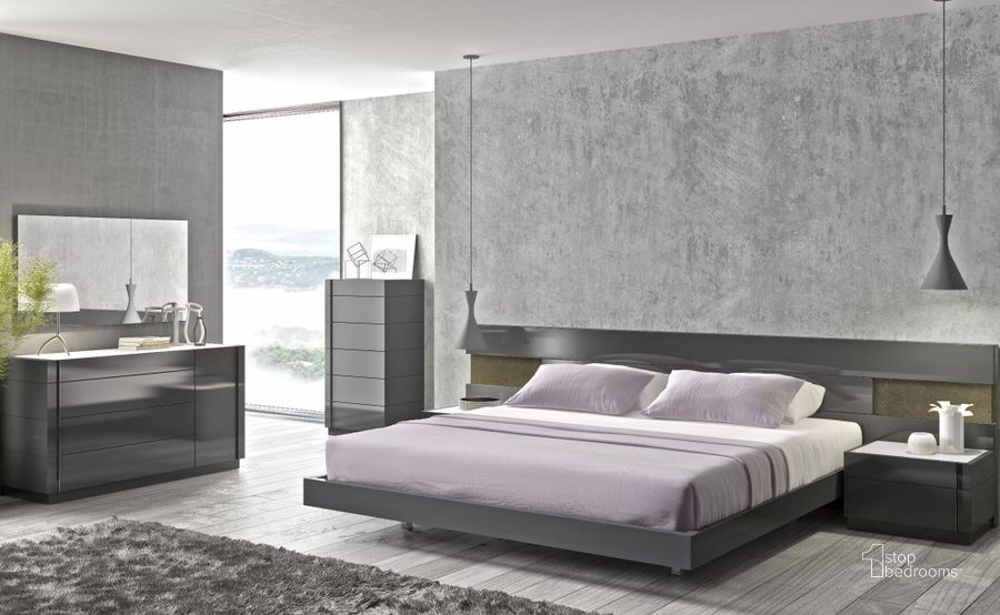 The appearance of Braga Natural Grey Lacquer Platform Bedroom Set designed by J&M in the modern / contemporary interior design. This gray piece of furniture  was selected by 1StopBedrooms from Braga Collection to add a touch of cosiness and style into your home. Sku: 178671-Q;178671-NSL. Bed Type: Platform Bed. Material: Wood. Product Type: Platform Bed. Bed Size: Queen. Image1