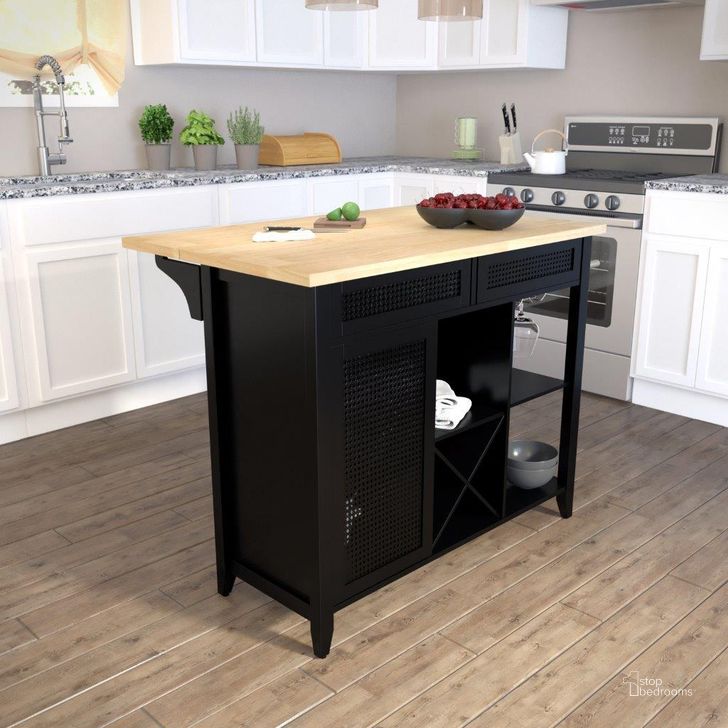 The appearance of Bramlage Expandable Freestanding Kitchen Island designed by SEI Furniture in the transitional interior design. This black and natural piece of furniture  was selected by 1StopBedrooms from Bramlage Collection to add a touch of cosiness and style into your home. Sku: KA1133861. Material: Wood. Product Type: Kitchen Island. Image1