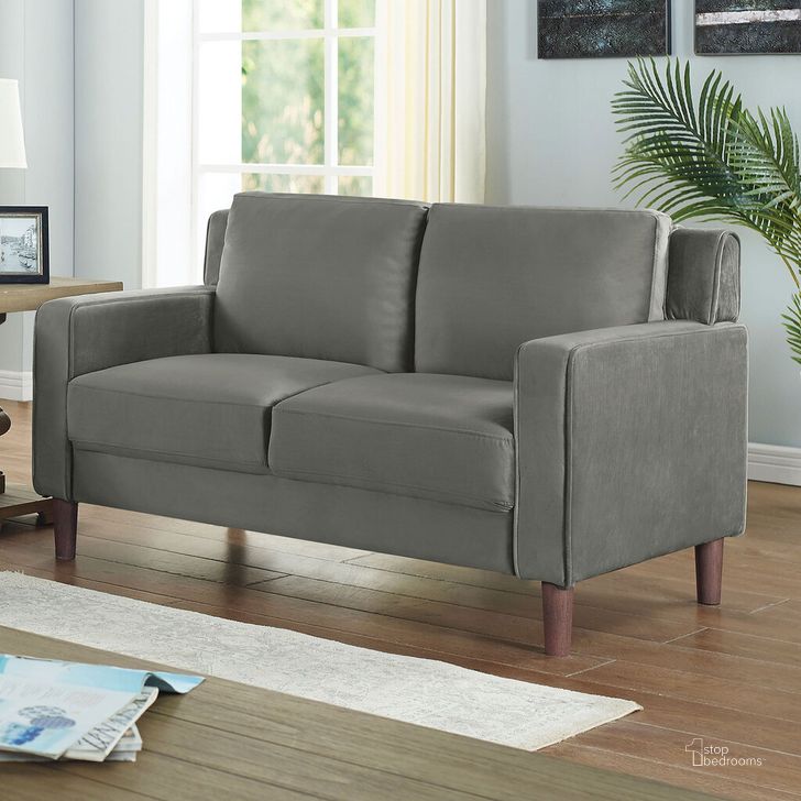 The appearance of Brandi Loveseat In Gray designed by Furniture of America in the modern / contemporary interior design. This gray piece of furniture  was selected by 1StopBedrooms from Brandi Collection to add a touch of cosiness and style into your home. Sku: CM6064GY-LV. Material: Wood. Product Type: Loveseat. Image1