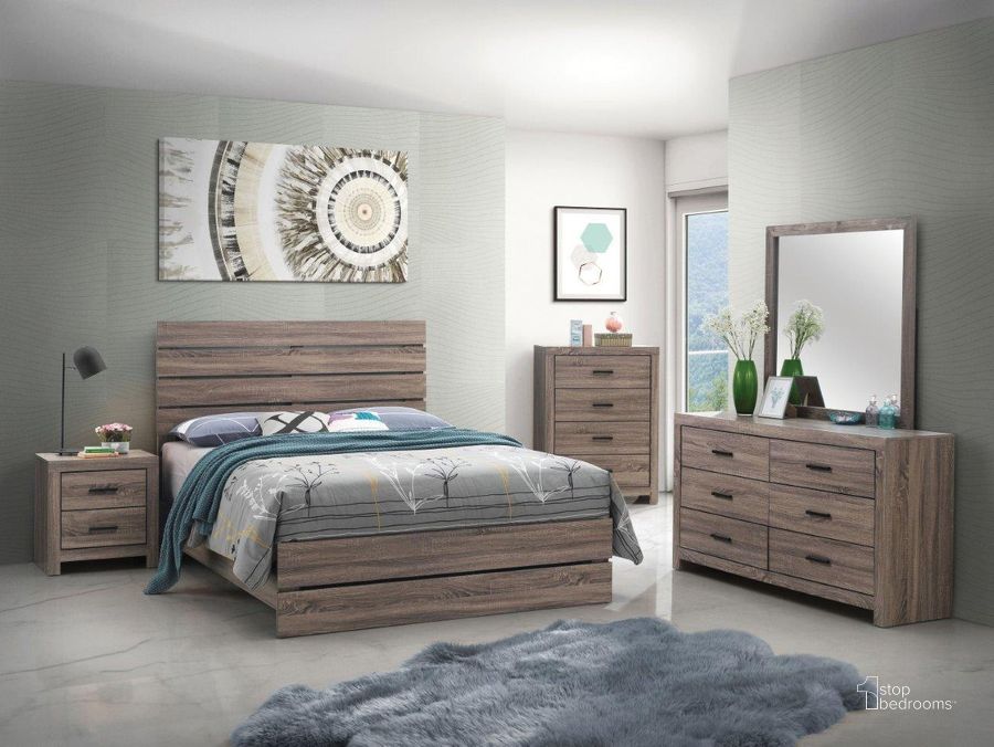The appearance of Brantford Barrel Oak Panel Bedroom Set designed by Coaster in the transitional interior design. This brown piece of furniture  was selected by 1StopBedrooms from Brantford Collection to add a touch of cosiness and style into your home. Sku: 207041Q;207042. Bed Type: Panel Bed. Material: Wood. Product Type: Panel Bed. Bed Size: Queen. Image1
