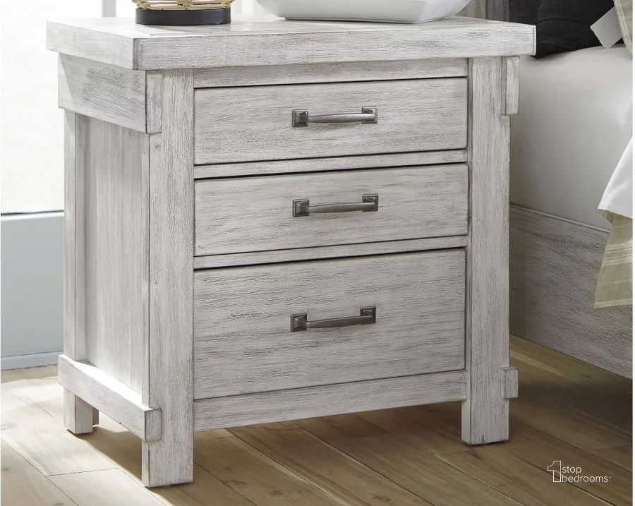 The appearance of Brashland White Three Drawer Nightstand designed by Signature Design by Ashley in the transitional interior design. This white piece of furniture  was selected by 1StopBedrooms from Brashland Collection to add a touch of cosiness and style into your home. Sku: B740-93. Material: Wood. Product Type: Nightstand. Image1