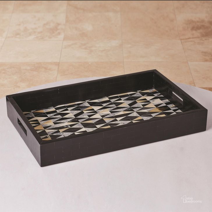 The appearance of Brass Diamond Tray In Black designed by Global Views in the modern / contemporary interior design. This black piece of furniture  was selected by 1StopBedrooms from Brass Collection to add a touch of cosiness and style into your home. Sku: 9.93237. Product Type: Tray. Material: Resin. Image1
