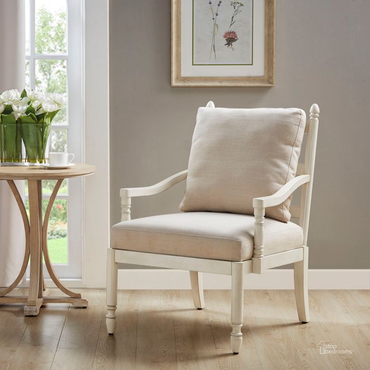 The appearance of Braxton Accent Chair In Cream designed by Olliix in the country / farmhouse interior design. This cream piece of furniture  was selected by 1StopBedrooms from Braxton Collection to add a touch of cosiness and style into your home. Sku: MT100-0126. Material: Wood. Product Type: Accent Chair. Image1