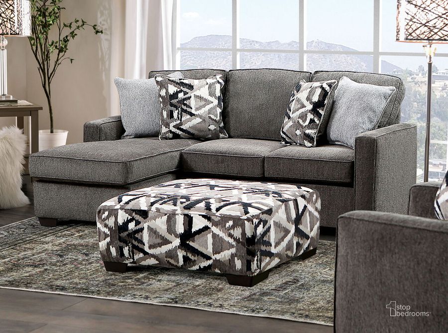 The appearance of Brentwood Sectional In Gray designed by Furniture of America in the modern / contemporary interior design. This gray piece of furniture  was selected by 1StopBedrooms from Brentwood Collection to add a touch of cosiness and style into your home. Sku: SM5405. Material: Wood. Product Type: Sectional.