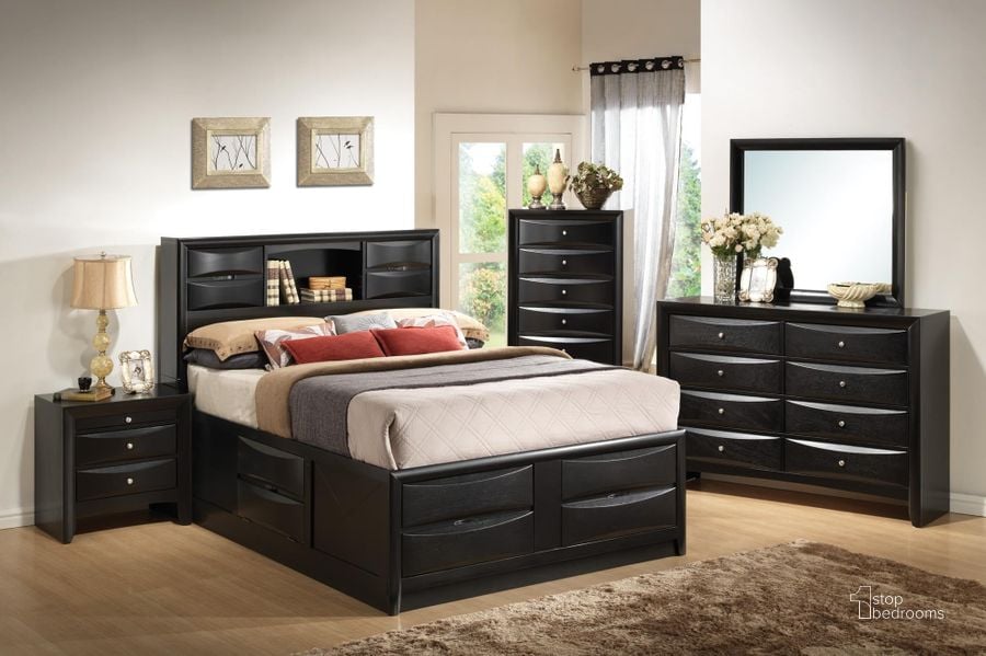 The appearance of Briana Black Storage Bookcase Bedroom Set designed by Coaster in the transitional interior design. This black piece of furniture  was selected by 1StopBedrooms from Briana Collection to add a touch of cosiness and style into your home. Sku: 202701QB1;202701QB2;202701QB3;200702. Bed Type: Storage Bed. Material: Wood. Product Type: Storage Bed. Bed Size: Queen. Image1