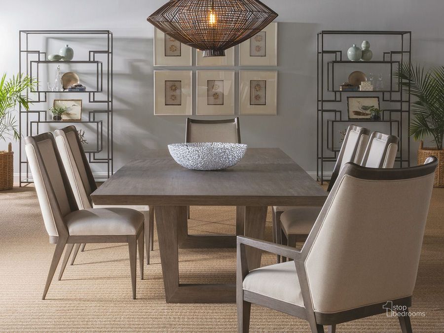 The appearance of Brio Grigio Rectangular Dining Room Set designed by Artistica Home in the transitional interior design. This brown piece of furniture  was selected by 1StopBedrooms from Brio Collection to add a touch of cosiness and style into your home. Sku: 01-2058-877-41;01-2057-880-40-01. Table Base Style: Double Pedestal. Product Type: Dining Room Set. Table Top Shape: Rectangular. Size: 88". Image1