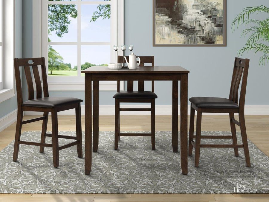 The appearance of Bristol 5 Piece Counter Dining Table Set designed by Bernards in the transitional interior design. This cherry piece of furniture  was selected by 1StopBedrooms from Bristol Collection to add a touch of cosiness and style into your home. Sku: 301-530. Material: Wood. Product Type: Dining Room Set.