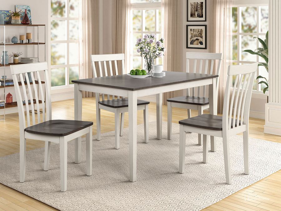 The appearance of Brody 5-Piece Dining Room Set (White/Grey) designed by Crown Mark in the modern / contemporary interior design. This white and gray piece of furniture  was selected by 1StopBedrooms from Brody Collection to add a touch of cosiness and style into your home. Sku: 2182SET-WH/GY. Product Type: Dining Room Set. Image1