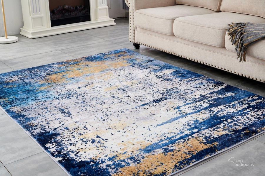 The appearance of Broly Gray and Blue Area Rug 0qb24536735 designed by Artisan Elegance in the modern / contemporary interior design. This gray and blue piece of furniture  was selected by 1StopBedrooms from Broly Collection to add a touch of cosiness and style into your home. Sku: ZP1025-710. Material: Polyester. Product Type: Area Rugs. Image1