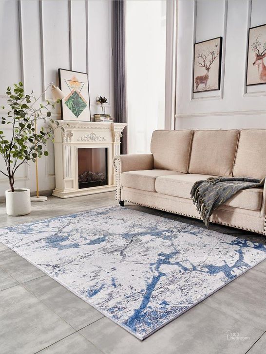 The appearance of Broly Silver and Blue Area Rug 0qb24536732 designed by Artisan Elegance in the modern / contemporary interior design. This silver and blue piece of furniture  was selected by 1StopBedrooms from Broly Collection to add a touch of cosiness and style into your home. Sku: ZP1022-710. Material: Polyester. Product Type: Area Rugs. Image1