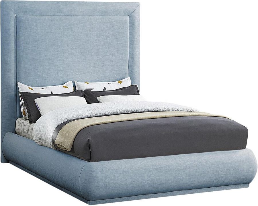 The appearance of Brooke Light Blue Linen Fabric King Bed designed by Meridian in the transitional interior design. This light blue piece of furniture  was selected by 1StopBedrooms from Brooke Collection to add a touch of cosiness and style into your home. Sku: BrookeSkyBlu-K-1;BrookeSkyBlu-K-2. Bed Type: Platform Bed. Material: Wood. Product Type: Platform Bed. Bed Size: King. Image1