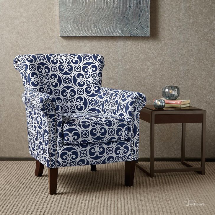 The appearance of Brooke Tight Back Club Chair In Navy designed by Olliix in the modern / contemporary interior design. This navy piece of furniture  was selected by 1StopBedrooms from Brooke Collection to add a touch of cosiness and style into your home. Sku: FPF18-0486. Material: Wood. Product Type: Accent Chair. Image1