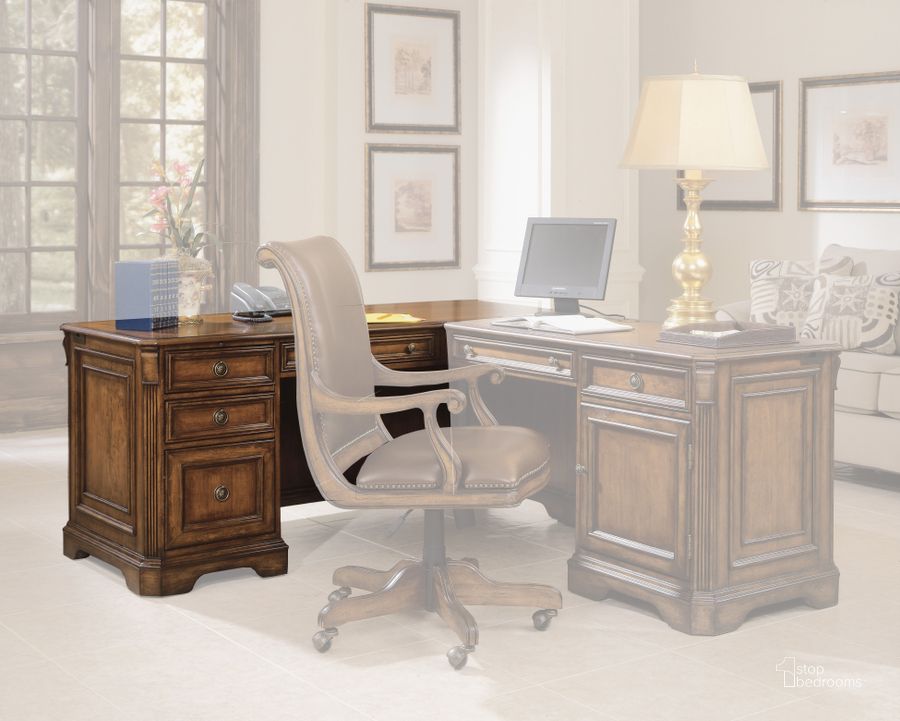 The appearance of Brookhaven Left Pedestal Desk designed by Hooker in the traditional interior design. This medium wood piece of furniture  was selected by 1StopBedrooms from Brookhaven Collection to add a touch of cosiness and style into your home. Sku: 281-10-468. Material: Wood. Product Type: Home Office Desk.