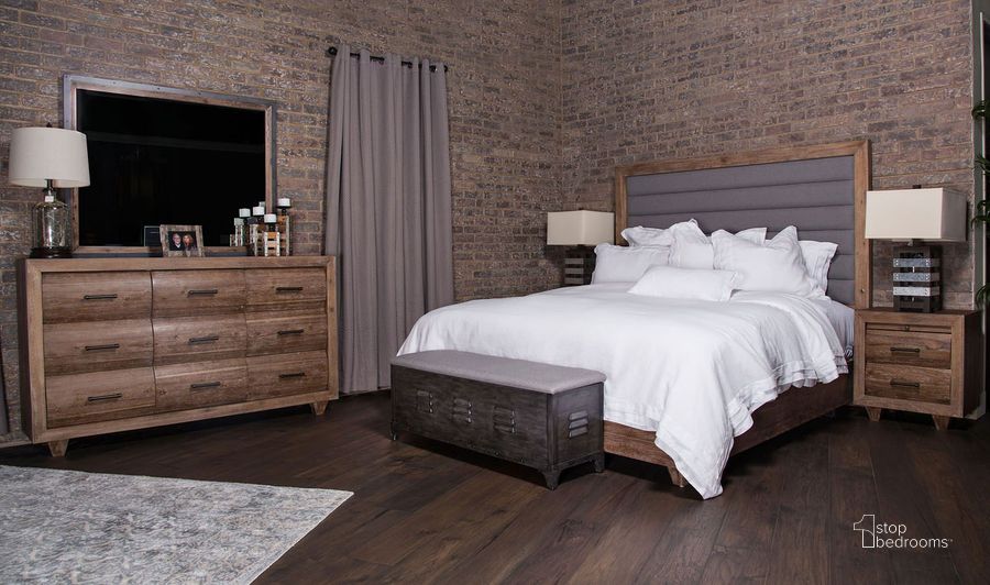 The appearance of Brooklyn Walk Burnt Umber Bedroom Set designed by AICO in the industrial interior design. This burnt umber piece of furniture  was selected by 1StopBedrooms from Brooklyn Walk Collection to add a touch of cosiness and style into your home. Sku: KI-BRKW012-408N;KI-BRKW040-408N;KI-BRKW132-408N;9000238-00. Bed Type: Panel Bed. Product Type: Panel Bed. Bed Size: Queen. Image1