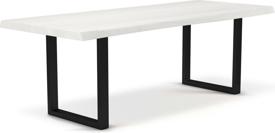 The appearance of Brooks 40 Inch x 116 Inch U Base Dining Table In White Wash Top And Black Base designed by Urbia in the modern / contemporary interior design. This white wash piece of furniture  was selected by 1StopBedrooms from Brooks Collection to add a touch of cosiness and style into your home. Sku: IL-BRO-DT-116WW-0302. Table Base Style: Double Pedestal. Material: Wood. Product Type: Dining Table. Table Top Shape: Rectangular. Size: 116". Image1
