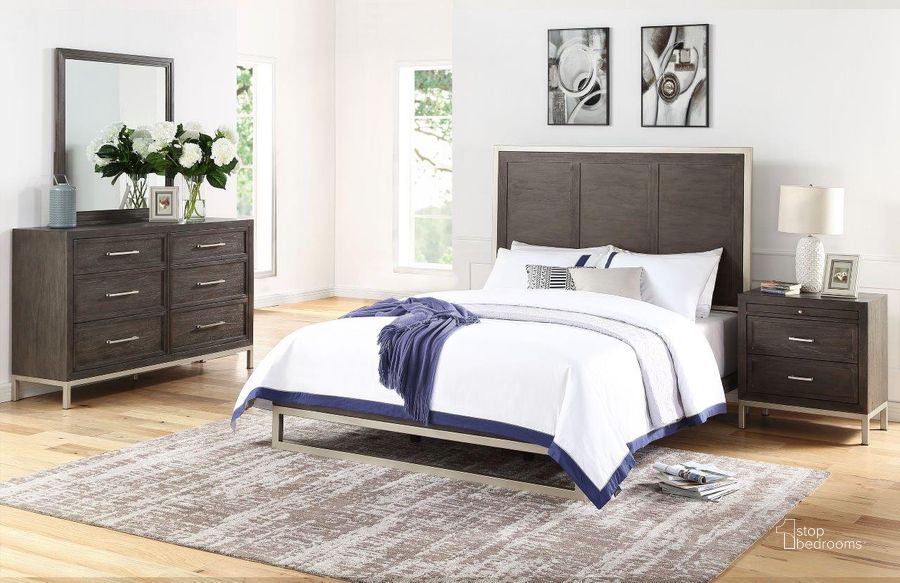 The appearance of Broomfield King 4Pc Bedroom Set designed by Steve Silver in the  interior design. This walnut piece of furniture  was selected by 1StopBedrooms from Broomfield Collection to add a touch of cosiness and style into your home. Sku: BR950KHFB;BR950KQR;BR950DR;BR950M;BR950NS. Bed Type: Platform Bed. Material: Wood. Product Type: Platform Bed. Bed Size: King. Image1