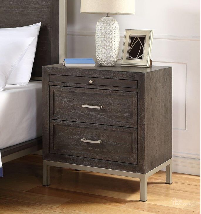 The appearance of Broomfield Nightstand designed by Steve Silver in the transitional interior design. This walnut piece of furniture  was selected by 1StopBedrooms from Broomfield Collection to add a touch of cosiness and style into your home. Sku: BR950NS. Material: Wood. Product Type: Nightstand. Image1