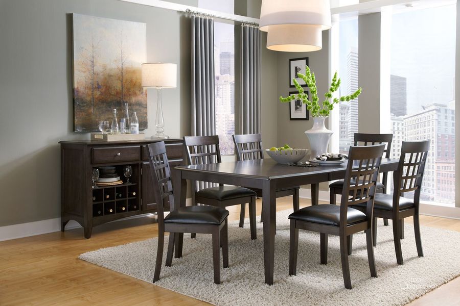 The appearance of Bristol Point 78" Warm Grey Brown Extendable Rectangular Dining Room Set designed by A-America in the transitional interior design. This brown piece of furniture  was selected by 1StopBedrooms from Bristol Point Collection to add a touch of cosiness and style into your home. Sku: BTLWG6320;BTLWG2732. Table Base Style: Legs. Product Type: Dining Room Set. Table Top Shape: Rectangular. Material: Rubberwood. Image1