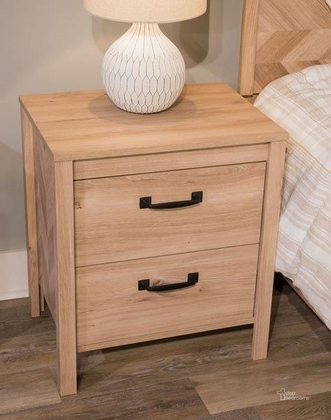 The appearance of Buckland Tan Nightstand designed by Off 5th Home in the transitional interior design. This tan piece of furniture  was selected by 1StopBedrooms from Buckland Collection to add a touch of cosiness and style into your home. Sku: EB3929-292. Material: Wood. Product Type: Nightstand. Image1
