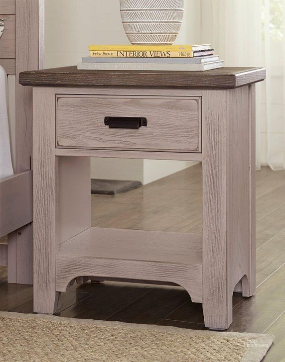 The appearance of Bungalow Dover Grey/Folkstone 1 Drawer Nightstand designed by Vaughan Bassett in the transitional interior design. This dove gray piece of furniture  was selected by 1StopBedrooms from Bungalow Collection to add a touch of cosiness and style into your home. Sku: 741-226. Product Type: Nightstand.