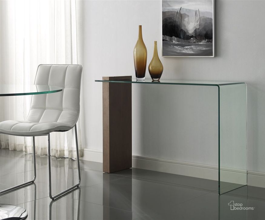 The appearance of Buono Walnut Console Table designed by Casabianca Home in the modern / contemporary interior design. This brown piece of furniture  was selected by 1StopBedrooms from Buono Collection to add a touch of cosiness and style into your home. Sku: CB-1154-CONSOLE-WAL. Material: Glass. Product Type: Console Table. Image1