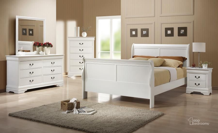 The appearance of Burnice White Sleigh Bed Bedroom Set designed by Off 5th Home in the traditional interior design. This white piece of furniture  was selected by 1StopBedrooms from Burnice Collection to add a touch of cosiness and style into your home. Sku: 204691QB1;204691QB2;204692. Bed Type: Sleigh Bed. Material: Wood. Product Type: Sleigh Bed. Bed Size: Queen. Image1