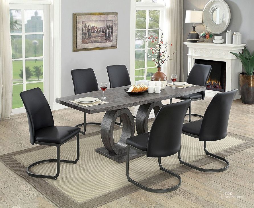 The appearance of Burwash Landing Gray Dining Set designed by Atelier Home in the modern / contemporary interior design. This gray piece of furniture  was selected by 1StopBedrooms from Burwash Landing Collection to add a touch of cosiness and style into your home. Sku: CM3918T-1;CM3918T-2;CM3918SC-2PK. Table Base Style: Trestle. Material: Faux Leather. Product Type: Dining Room Set. Table Top Shape: Rectangular. Size: 36". Image1