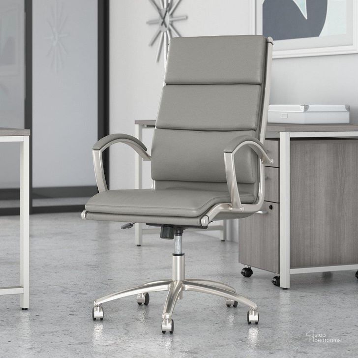 The appearance of Bush Business Furniture 400 Series High Back Leather Executive Office Chair in Light Gray 400S234Lg designed by Bush Furniture in the modern / contemporary interior design. This light gray piece of furniture  was selected by 1StopBedrooms from 400 Series Collection to add a touch of cosiness and style into your home. Sku: 400S234LG. Material: Fabric. Product Type: Office Chair. Image1