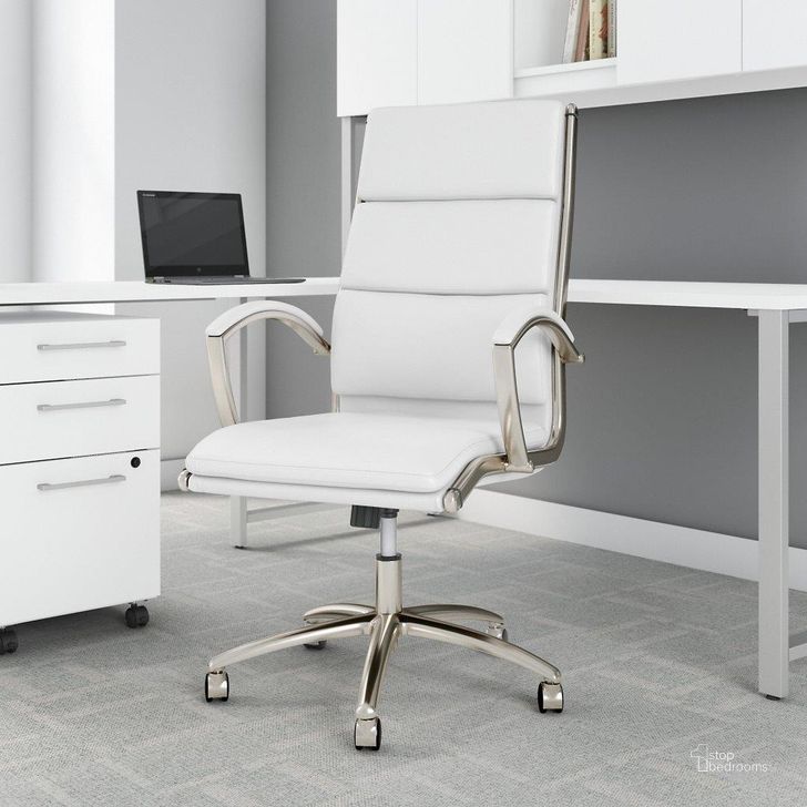 The appearance of Bush Business Furniture 400 Series High Back Leather Executive Office Chair in White 400S241Wh designed by Bush Furniture in the modern / contemporary interior design. This white leather piece of furniture  was selected by 1StopBedrooms from 400 Series Collection to add a touch of cosiness and style into your home. Sku: 400S241WH. Material: Fabric. Product Type: Office Chair. Image1