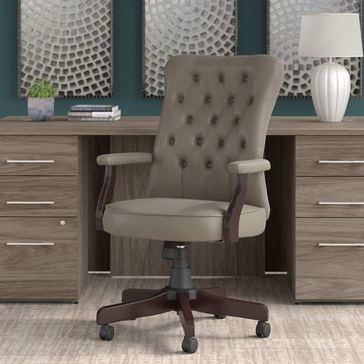 The appearance of Bush Business Furniture Arden Lane High Back Tufted Office Chair With Arms In Washed Gray Leather designed by Bush Furniture in the modern / contemporary interior design. This washed grey piece of furniture  was selected by 1StopBedrooms from Arden Lane Collection to add a touch of cosiness and style into your home. Sku: CH2303WGL-03. Material: Leather. Product Type: Office Chair. Image1