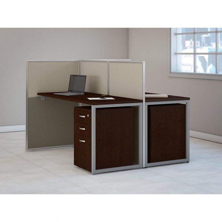 The appearance of Bush Business Furniture Easy Office 60W 2 Person Cubicle Desk with File Cabinets and 45H Panels in Mocha Cherry designed by Bush Furniture in the modern / contemporary interior design. This cherry piece of furniture  was selected by 1StopBedrooms from Easy Office Collection to add a touch of cosiness and style into your home. Sku: EOD460SMR-03K. Material: Wood. Product Type: Desk. Image1