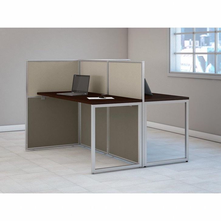 The appearance of Bush Business Furniture Easy Office 60W 2 Person Cubicle Desk Workstation with 45H Panels in Mocha Cherry designed by Bush Furniture in the transitional interior design. This cherry piece of furniture  was selected by 1StopBedrooms from Easy Office Collection to add a touch of cosiness and style into your home. Sku: EOD460MR-03K. Material: Wood. Product Type: Work Station. Image1