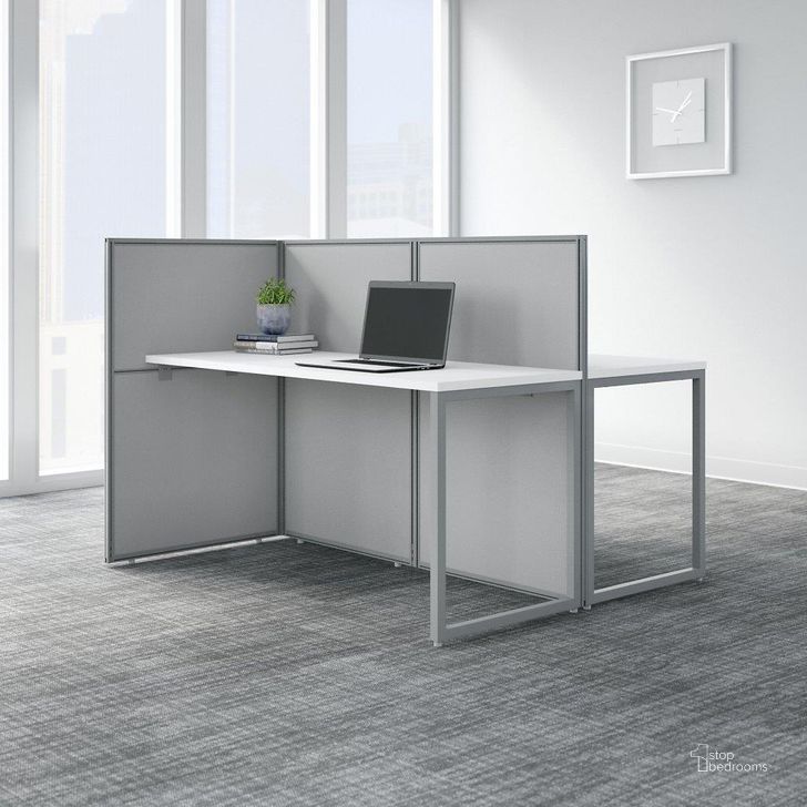The appearance of Bush Business Furniture Easy Office 60W 2 Person Cubicle Desk Workstation with 45H Panels in Pure White designed by Bush Furniture in the transitional interior design. This white and gray piece of furniture  was selected by 1StopBedrooms from Easy Office Collection to add a touch of cosiness and style into your home. Sku: EOD460WH-03K. Material: Wood. Product Type: Work Station. Image1
