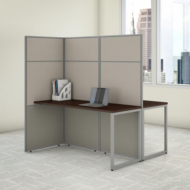 The appearance of Bush Business Furniture Easy Office 60W 2 Person Cubicle Desk Workstation with 66H Panels in Mocha Cherry designed by Bush Furniture in the transitional interior design. This cherry piece of furniture  was selected by 1StopBedrooms from Easy Office Collection to add a touch of cosiness and style into your home. Sku: EODH460MR-03K. Material: Wood. Product Type: Work Station. Image1