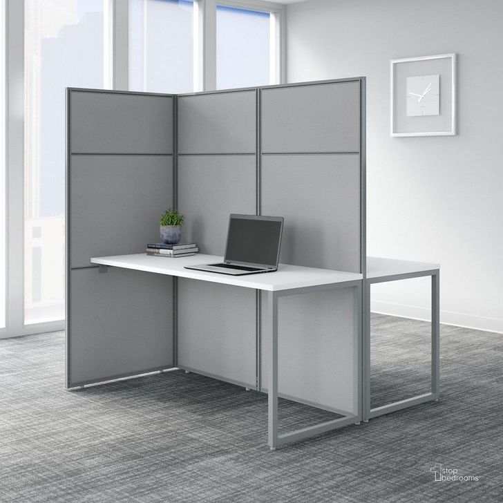 The appearance of Bush Business Furniture Easy Office 60W 2 Person Cubicle Desk Workstation with 66H Panels in Pure White designed by Bush Furniture in the transitional interior design. This white and gray piece of furniture  was selected by 1StopBedrooms from Easy Office Collection to add a touch of cosiness and style into your home. Sku: EODH460WH-03K. Material: Wood. Product Type: Work Station. Image1