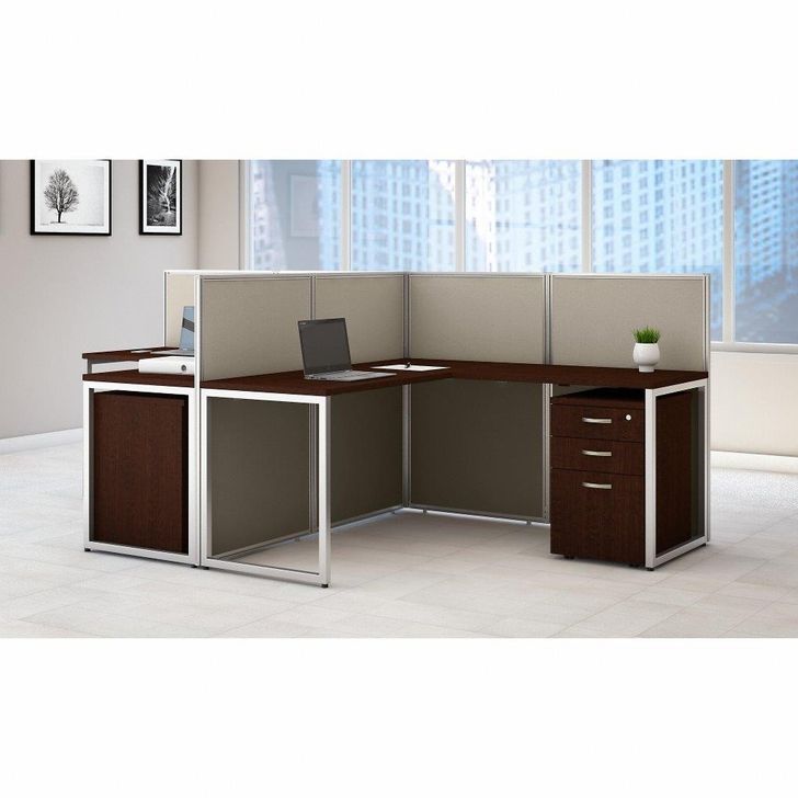 The appearance of Bush Business Furniture Easy Office 60W 2 Person L Shaped Cubicle Desk with Drawers and 45H Panels in Mocha Cherry designed by Bush Furniture in the modern / contemporary interior design. This cherry piece of furniture  was selected by 1StopBedrooms from Easy Office Collection to add a touch of cosiness and style into your home. Sku: EOD560SMR-03K. Material: Wood. Product Type: Desk. Image1