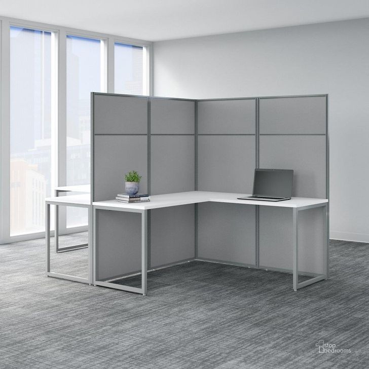 The appearance of Bush Business Furniture Easy Office 60W 2 Person L Shaped Cubicle Desk Workstation with 66H Panels in Pure White designed by Bush Furniture in the transitional interior design. This white and gray piece of furniture  was selected by 1StopBedrooms from Easy Office Collection to add a touch of cosiness and style into your home. Sku: EODH560WH-03K. Material: Wood. Product Type: Work Station. Image1