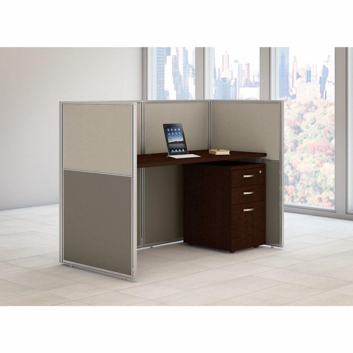 The appearance of Bush Business Furniture Easy Office 60W Cubicle Desk with File Cabinet and 45H Closed Panels Workstation in Mocha Cherry designed by Bush Furniture in the transitional interior design. This cherry piece of furniture  was selected by 1StopBedrooms from Easy Office Collection to add a touch of cosiness and style into your home. Sku: EOD260SMR-03K. Material: Wood. Product Type: Work Station. Image1