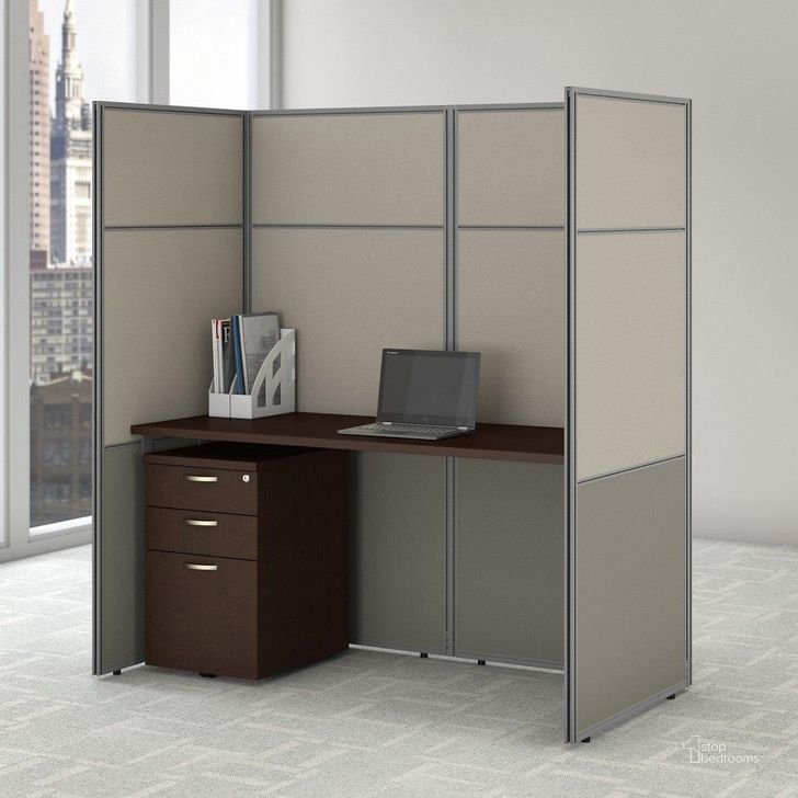 The appearance of Bush Business Furniture Easy Office 60W Cubicle Desk with File Cabinet and 66H Closed Panels Workstation in Mocha Cherry designed by Bush Furniture in the transitional interior design. This cherry piece of furniture  was selected by 1StopBedrooms from Easy Office Collection to add a touch of cosiness and style into your home. Sku: EODH26SMR-03K. Material: Wood. Product Type: Work Station. Image1