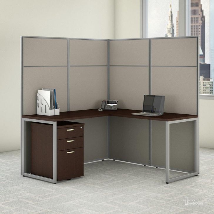 The appearance of Bush Business Furniture Easy Office 60W L Shaped Cubicle Desk with File Cabinet and 66H Panels in Mocha Cherry designed by Bush Furniture in the transitional interior design. This cherry piece of furniture  was selected by 1StopBedrooms from Easy Office Collection to add a touch of cosiness and style into your home. Sku: EODH36SMR-03K. Material: Wood. Product Type: Desk. Image1