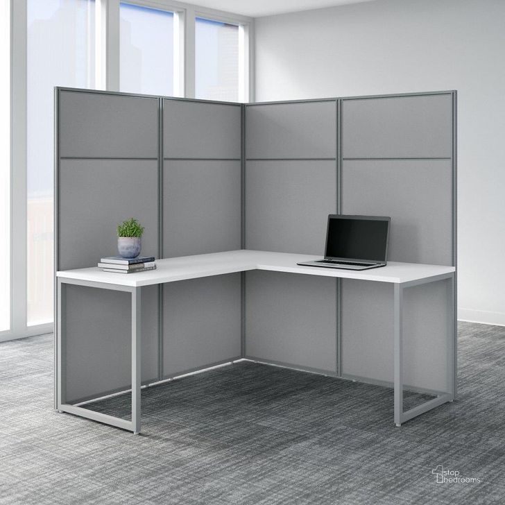 The appearance of Bush Business Furniture Easy Office 60W L Shaped Cubicle Desk Workstation with 66H Panels in Pure White designed by Bush Furniture in the transitional interior design. This white and gray piece of furniture  was selected by 1StopBedrooms from Easy Office Collection to add a touch of cosiness and style into your home. Sku: EODH360WH-03K. Material: Wood. Product Type: Work Station. Image1